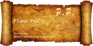 Plank Pál névjegykártya